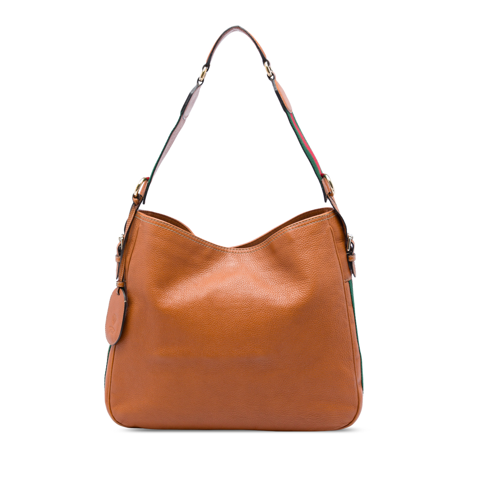 Pre-Loved Gucci Medium Pebbled Calfskin Web Heritage Shoulder Bag